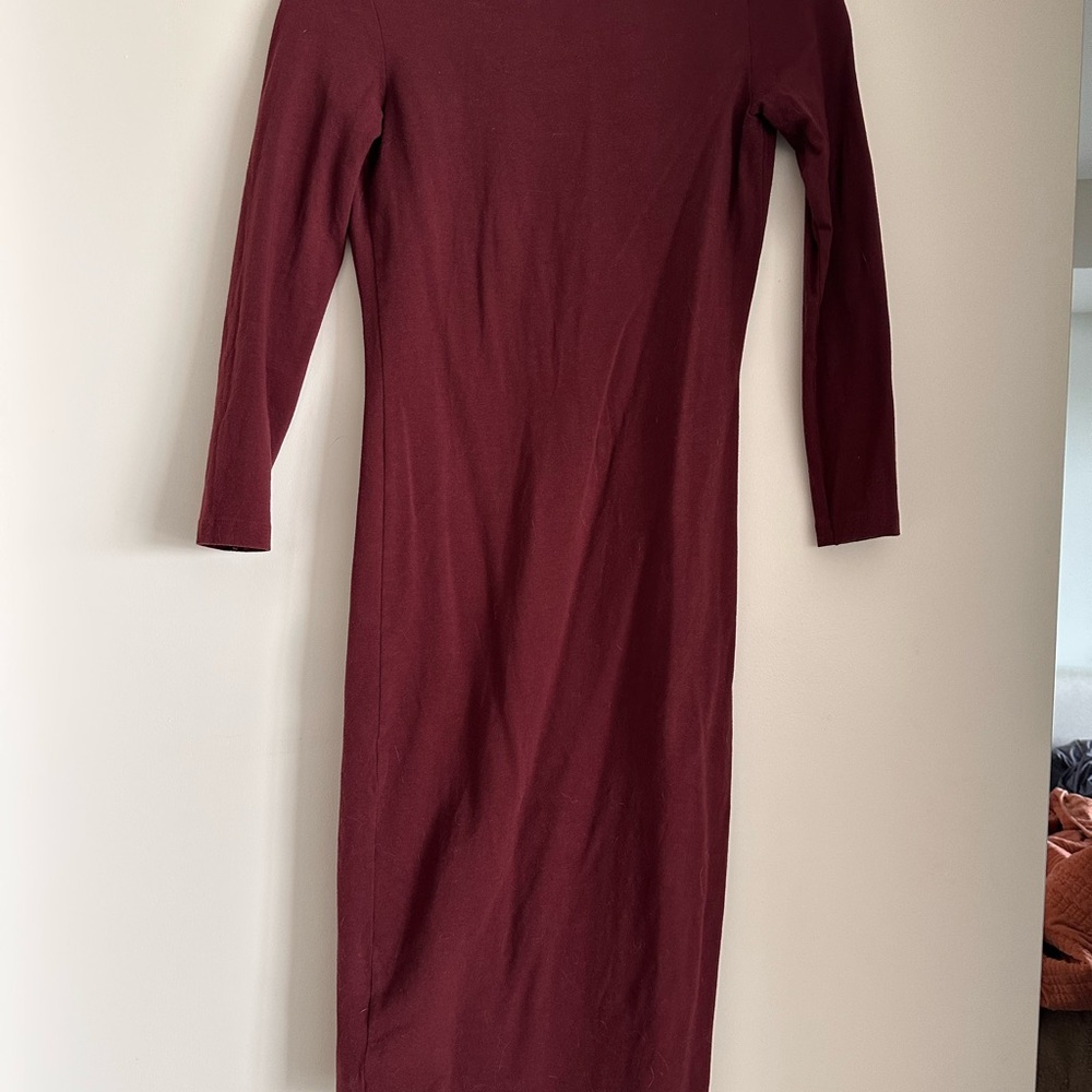 American Apparel Maroon Long Sleeve Dress